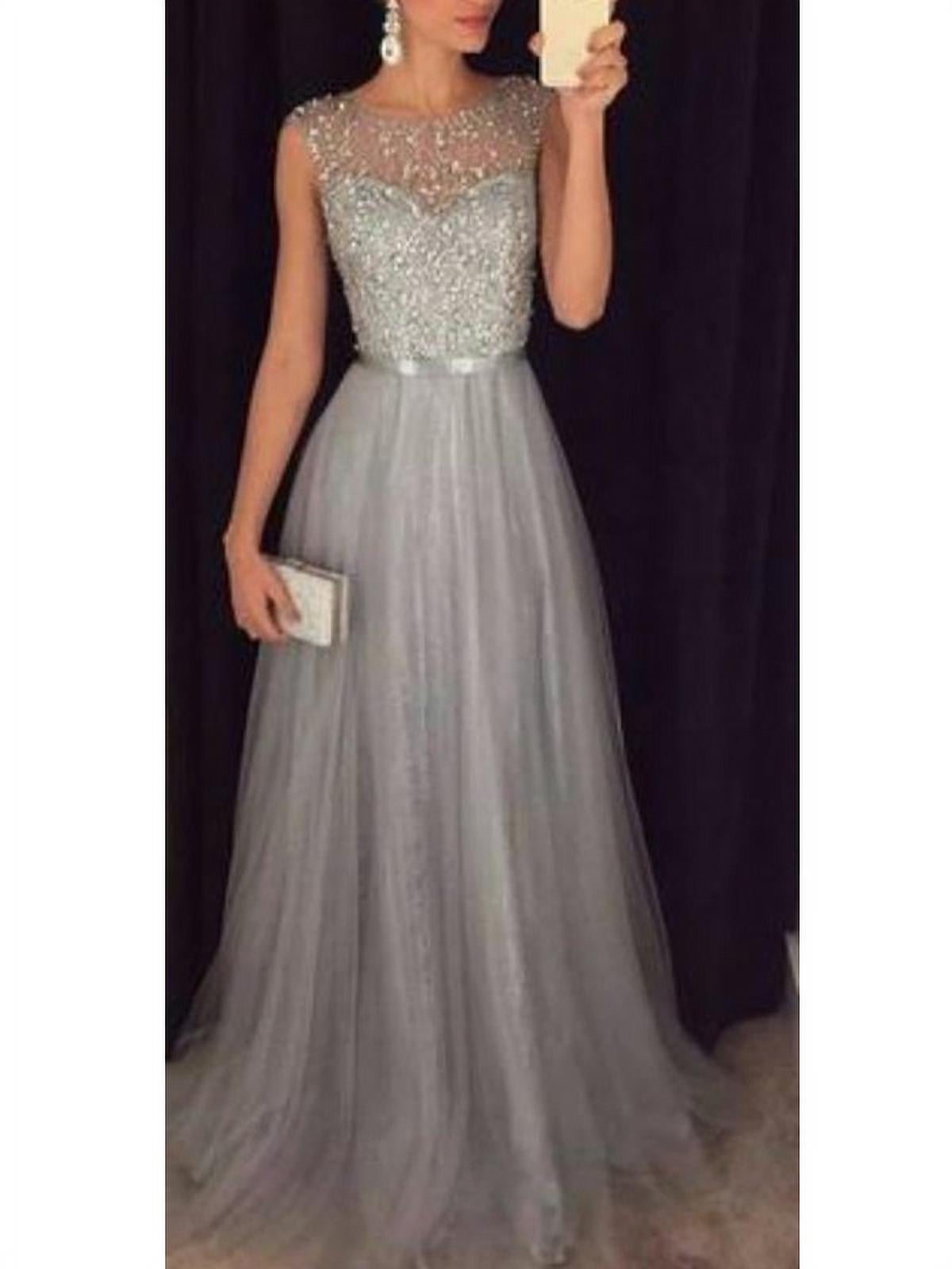 Silver Gray Long Prom Dress, Evening ...